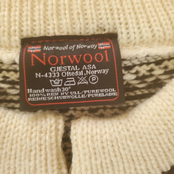 Norwool of Norway Pure New Wool Arctic Circle Setesdal Cardigan Sweater Large - Picture 5 of 7